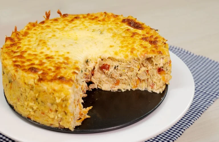 torta de frango com couve-flor