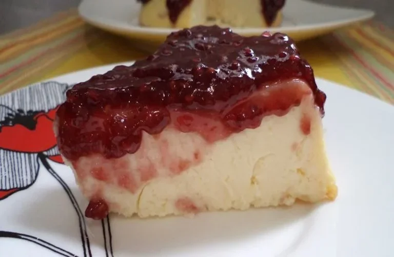 cheesecake de ricota com geleia