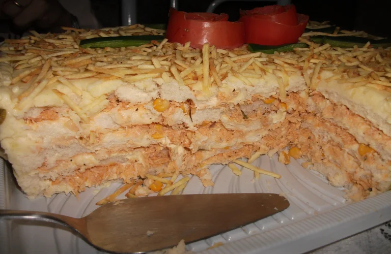 torta fria fácil de pão de forma
